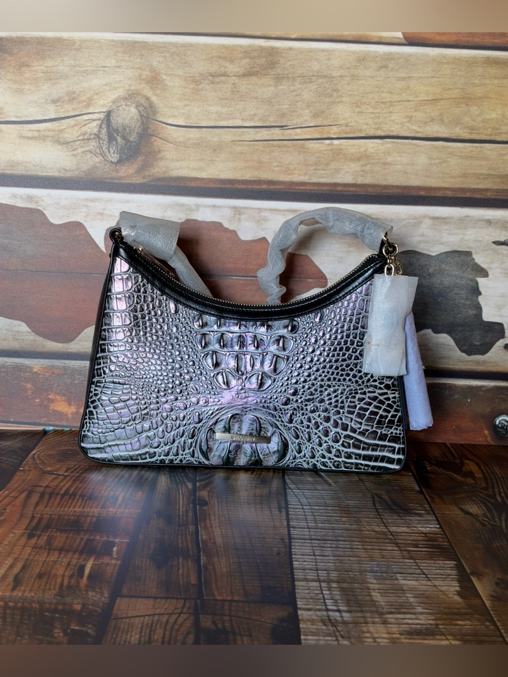 FIRM >> BRAHMIN NWT DUSK GLEAMING ESME SATCHEL ~ GENUINE LEATHER PRICE FIRM HTF - Picture 13 of 14